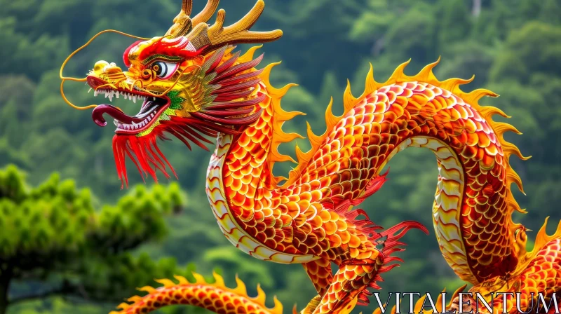 Golden Dragon - Majestic 3D Rendering AI Image