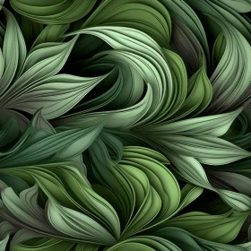 Green Leaves Seamless Pattern on Black Background