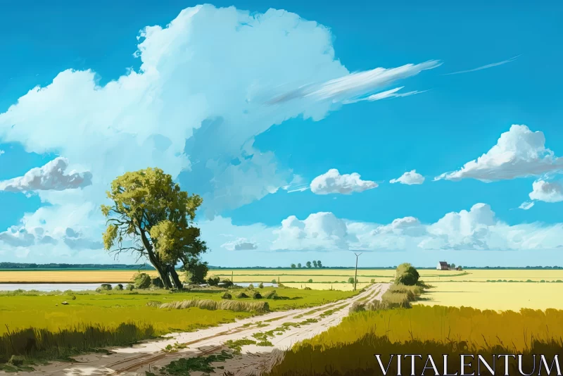 Scenic Landscape Painting in a Painterly Style | Rural Landscapes AI Image