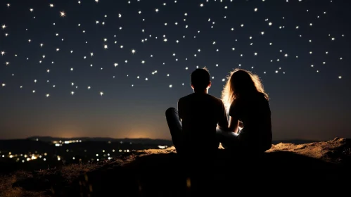 Starry Night Sky with Couple - Romantic Scene