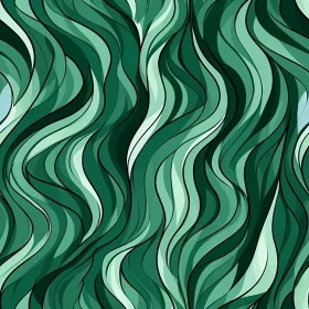 Tranquil Green Waves Seamless Pattern