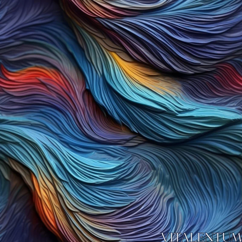 Blue Abstract Painting with Colorful Flowing Texture AI Image