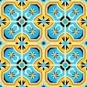 Colorful Geometric Tile Pattern - Portuguese Azulejos Inspired
