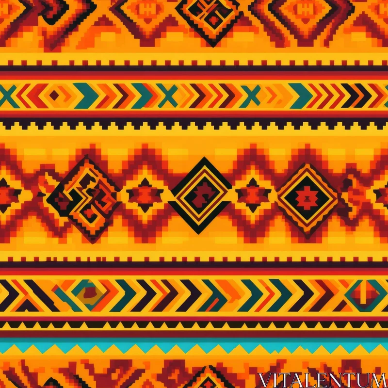 Ethnic Geometric Pattern in Warm Colors AI Image