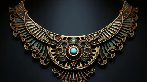 Exquisite Egyptian-Style Gold Necklace with Scarab Beetle