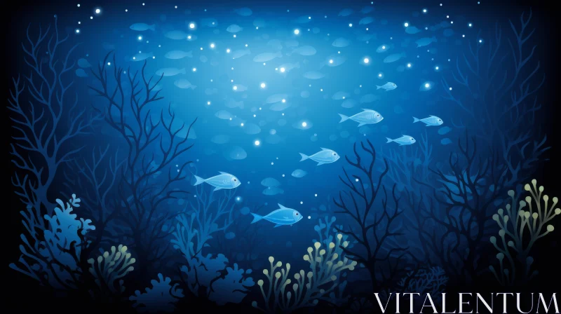 Moonlit Coral Reef Vector Illustration AI Image