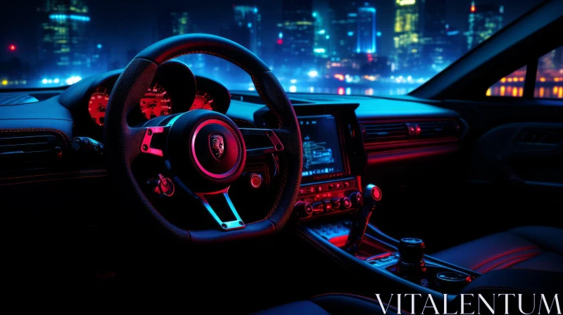 AI ART Night View Porsche 911 Interior with City Lights