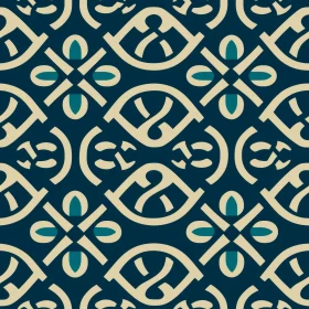 Blue and Green Geometric Pattern - Seamless Tilework Design