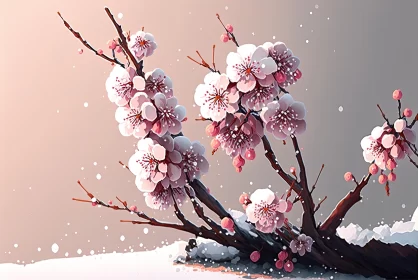 Flowers in Snow: Cartoonish Character Design with Cherry Blossoms