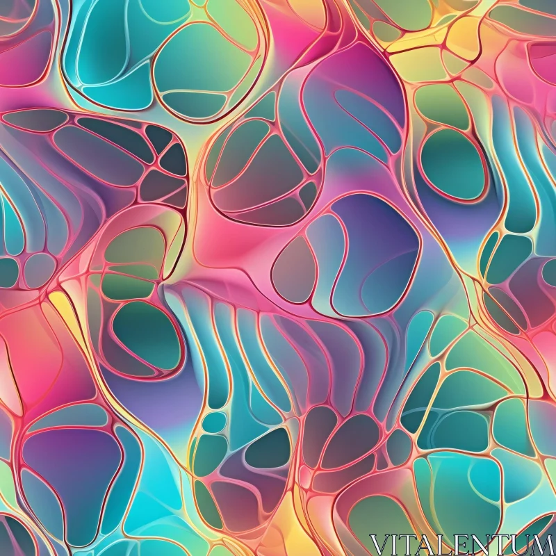 Organic Cells Seamless Pattern in Bright Colors AI Image