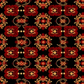 Red and Gold Floral Geometric Pattern