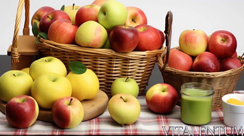 Colorful Still Life of Apples on Table AI Image