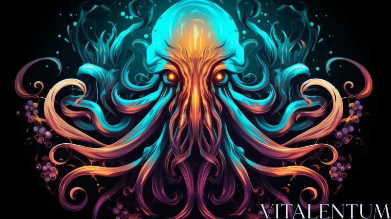 Dark Psychedelic Octopus Art AI Image