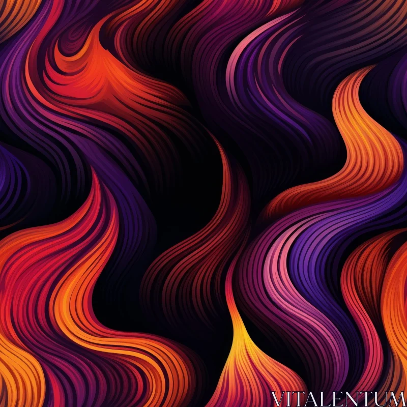 Dark Purple Abstract Background with Orange and Red Waves AI Image