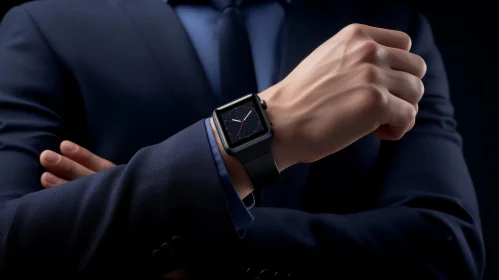 Elegance in Time: A Distinguished Gentleman with a Black Apple Watch