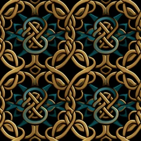 Golden Celtic Knots Pattern on Black Background