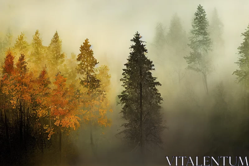Misty Forest Painting | Serene Landscape in Soft Colors AI Image