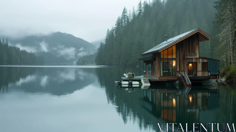 AI ART Modern Lake House on Calm Waters | Serene Architecture