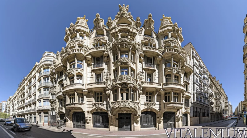 AI ART Panoramic Residential Building in Barcelona | Catalan Modernism