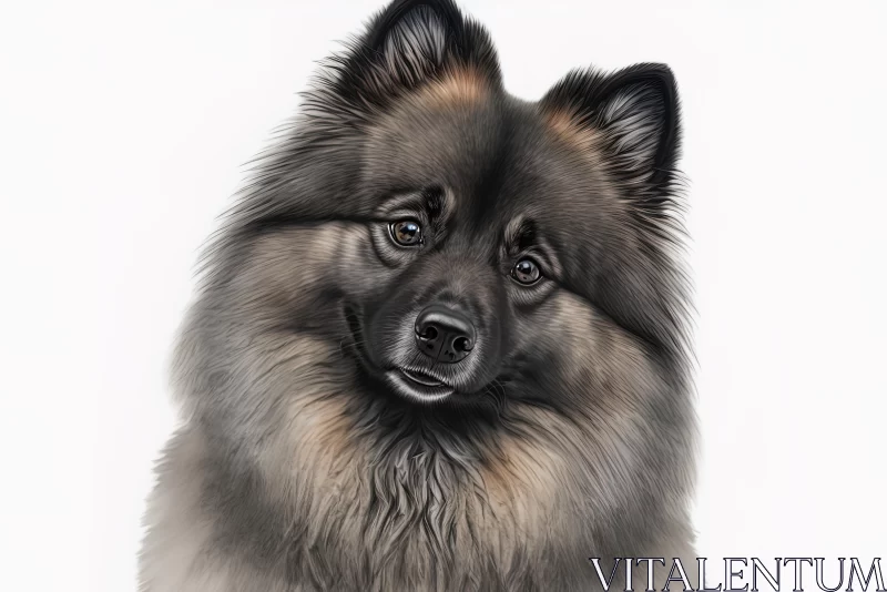 Realistic Portrait of a Small Pomeranian in Digital Art Style AI Image