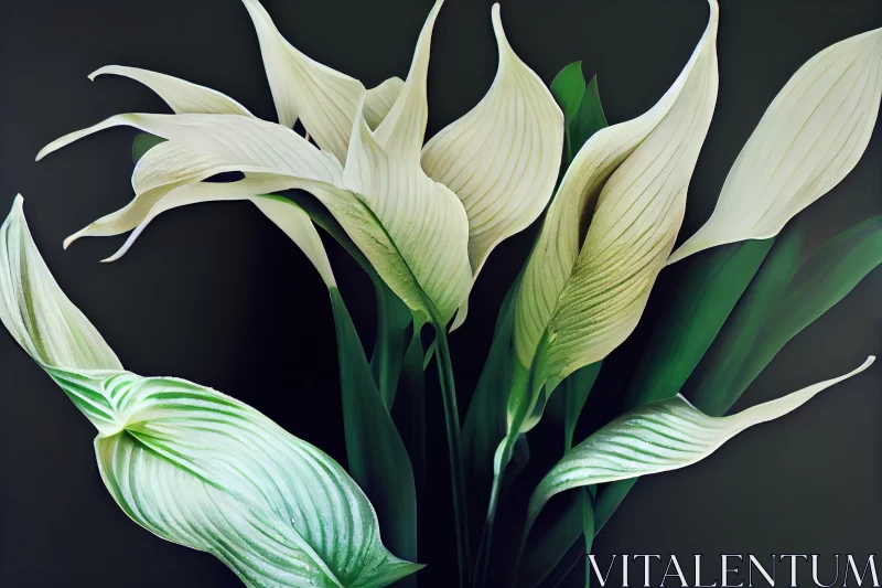Captivating Bouquet of White Flowers and Green Leaves | Exotic Minimalist Art AI Image