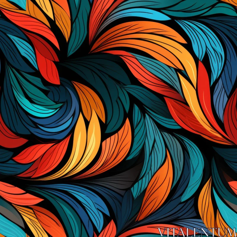 AI ART Colorful Feathers Seamless Pattern for Background or Fabric