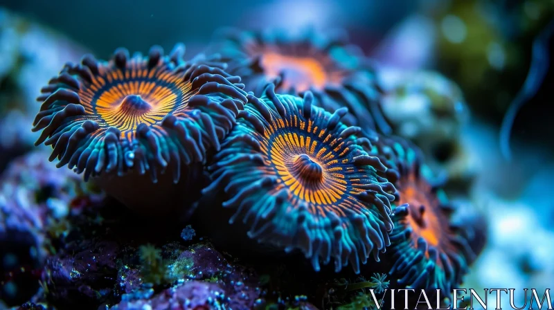 Colorful Zoanthids in Marine Habitat AI Image