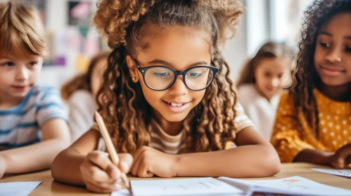 Enchanting Classroom Scene with Elementary School Students