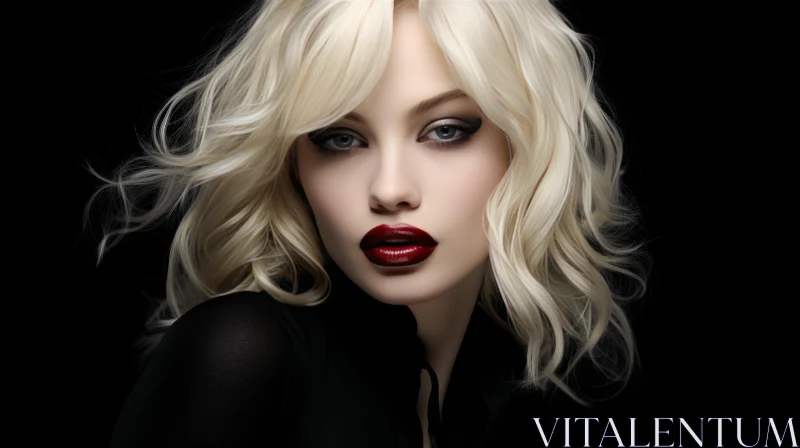 AI ART Fashion Portrait of a Young Woman with Dramatic Makeup