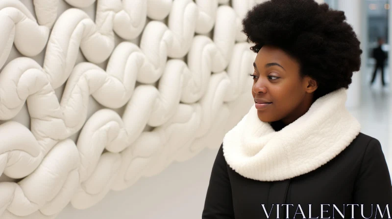 AI ART Fashion Portrait: Young African-American Woman in Minimalistic Setting