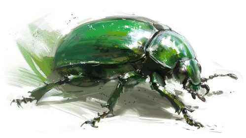 Green Beetle Digital Painting