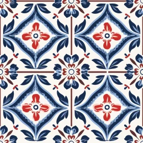Hand-Painted Ceramic Tiles Seamless Pattern