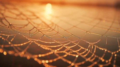 Morning Dew Spider Web in Nature