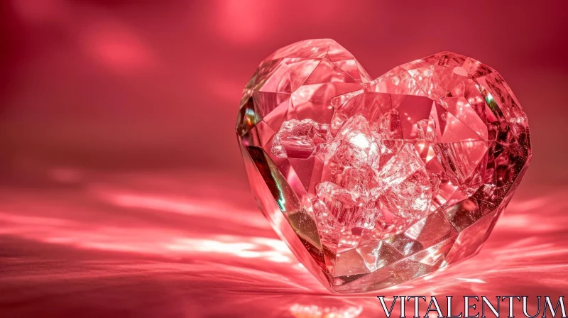 Pink Crystal Heart Stock Photo for Romantic Occasions AI Image