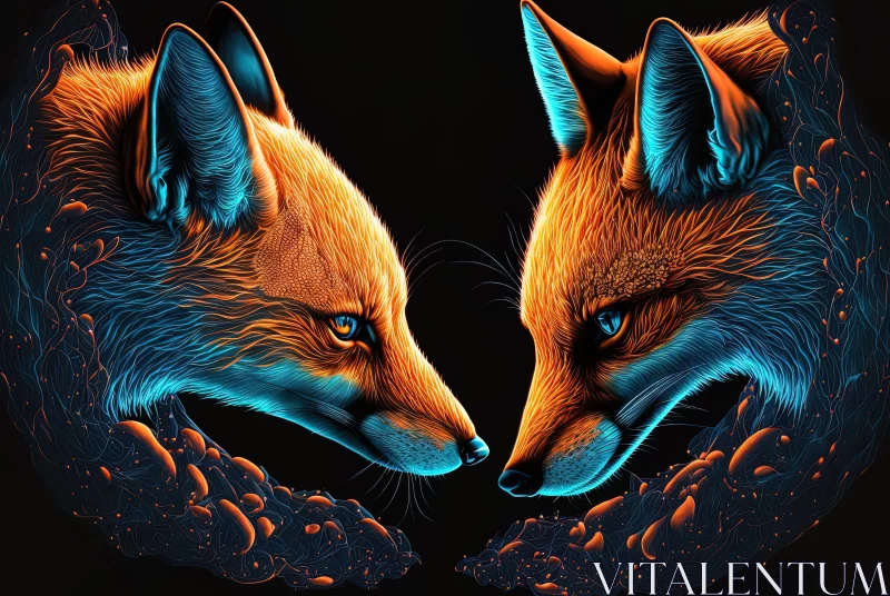 Captivating Hyper-Realistic Fox Portraits in a Mysterious Forest AI Image