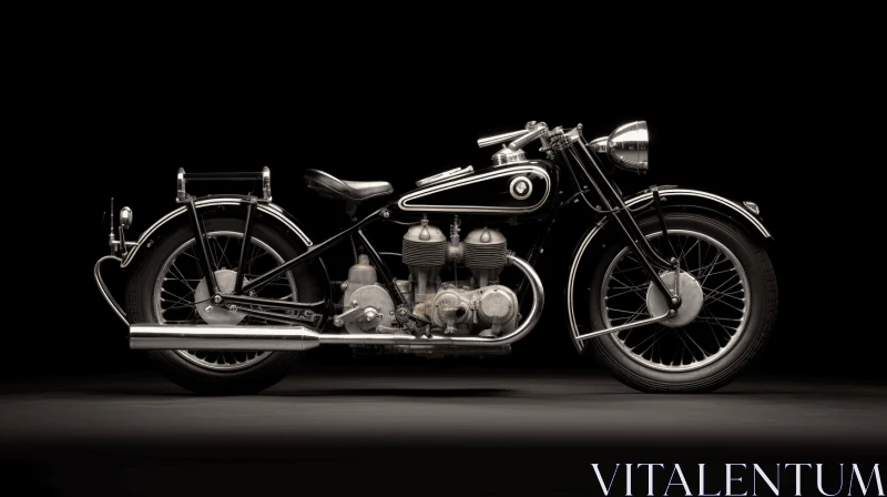 Captivating Vintage Motorcycle Art on Black Background AI Image