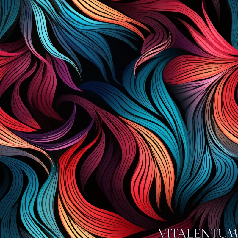 AI ART Colorful Abstract Waves Seamless Pattern