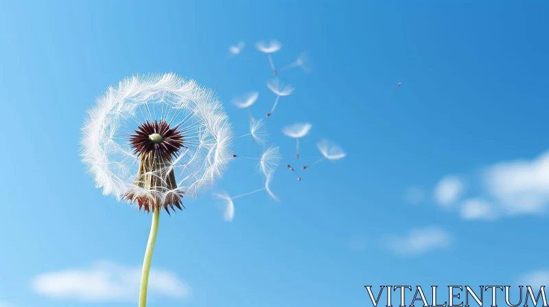 Dandelion Flower in Blue Sky AI Image
