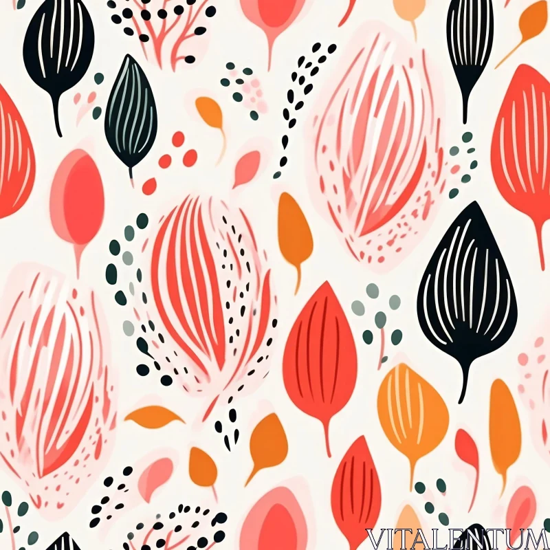 AI ART Hand-Drawn Floral Pattern on White Background