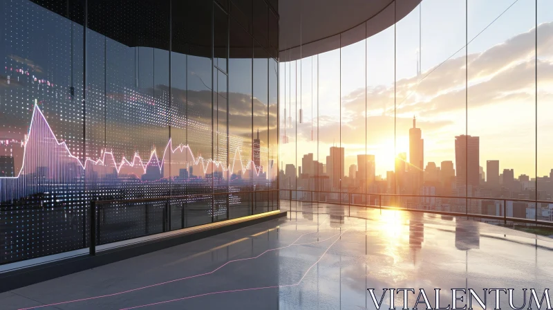 Stunning 3D Rendering of Modern Office Interior with City Skyline View AI Image