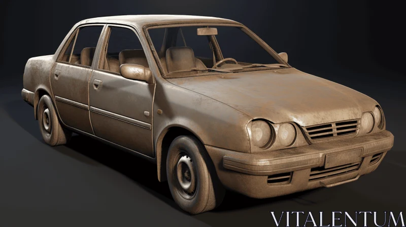 AI ART Sunk Car 3D Model | Realistic Detailing | Light Beige and Bronze