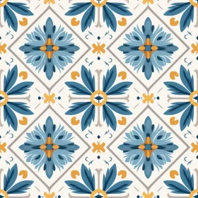 Unique Blue and Yellow Floral Tile Pattern