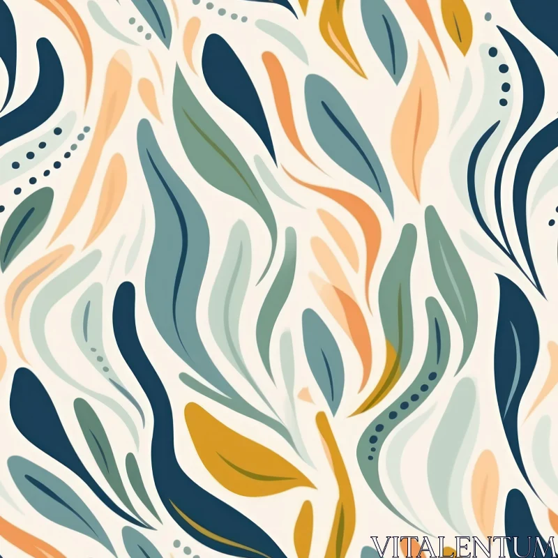 Abstract Leaves and Dots Vector Pattern in Muted Colors AI Image