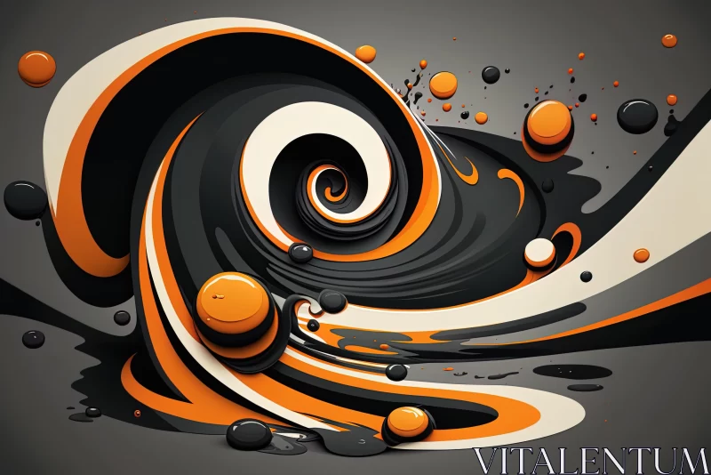 Captivating Oil Swirl in Orange and Black - Graphic Illustrations AI Image