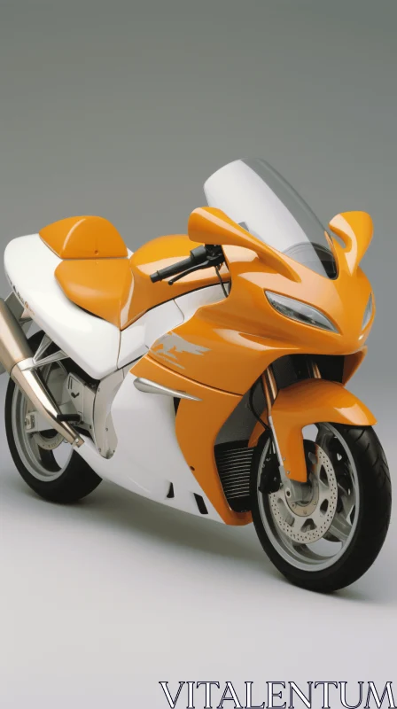 Captivating Orange and White Motorcycle on Grey Background AI Image
