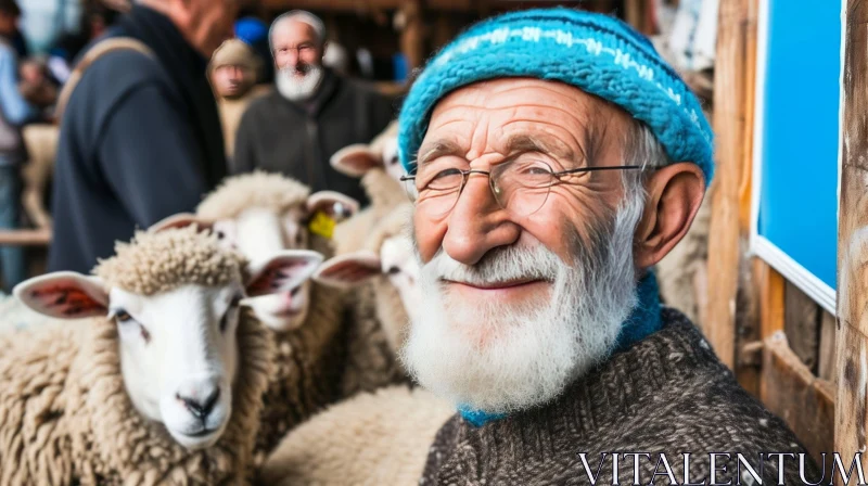 Captivating Portrait of an Elderly Gentleman in a Barn AI Image