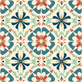 Colorful Floral Tile Pattern for Backgrounds and Designs