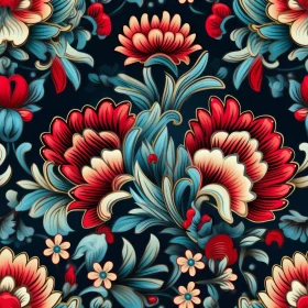 Detailed Floral Pattern on Dark Blue Background