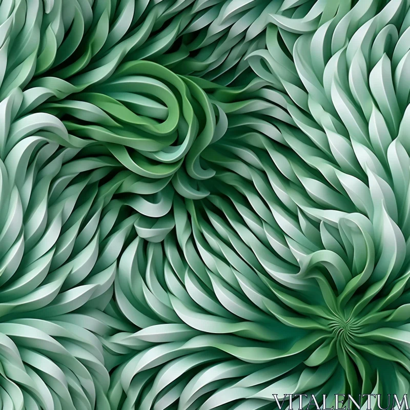 AI ART Green and White Organic Waves Pattern