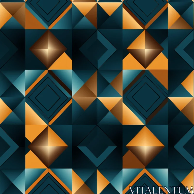 Luxurious Blue and Gold Geometric Diamond Pattern AI Image